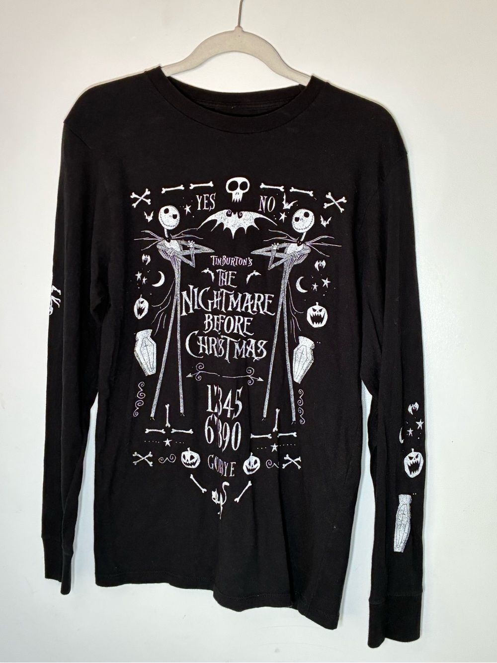 Disneys The Nightmare Before Christmas Womens Black Long Sleeve Top Small
